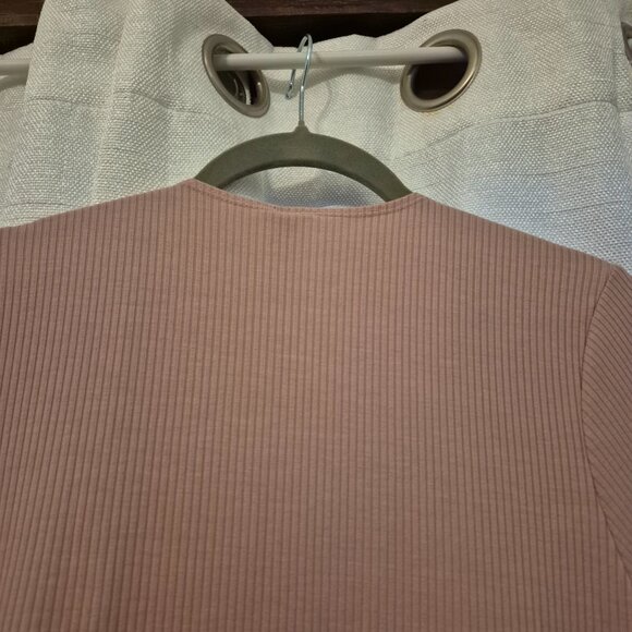 Women's Duster Cardigan Ribbed Open Front Long Sleeve Blush Pink Size L - Picture 5 of 5